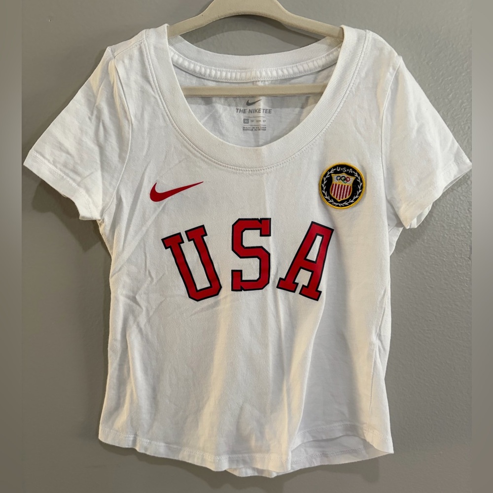 Nike Youth USA Tee Shirt White Red Logo XS